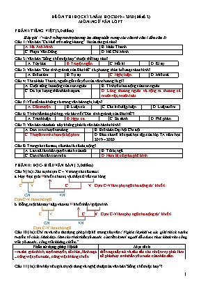 Đề ôn thi học kì môn Ngữ văn Lớp 7 - Năm học 2019-2020 - Đề số 2 (Có đáp án)